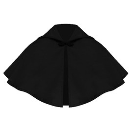 Cykxtees Cape Gothic Cloak Renaissance Clothing Victorian Women Men Short Capelet Medieval Lolita Steampunk Hooded Collar (Black)