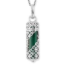 Engelsrufer Women's Necklace Made of Sterling Silver with Interchangeable Power Stone Pendant, Nickel-Free, Suitable for Allergy Sufferers, Silver, Malachite
