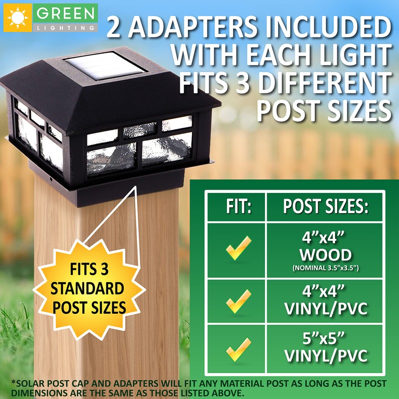 GreenLighting Modern Solar Post Cap Lights Fits 4x4 Wood, 4x4