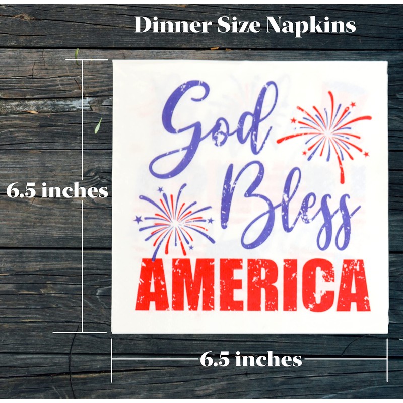 Iconikal July 4th Disposable Dinner Paper Party Napkins, Patriotic American,