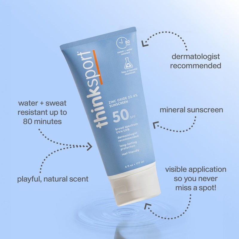 Thinksport SPF 50+ Mineral Sunscreen – Safe, Natural Sunblock for