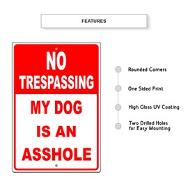 Afterprints No Trespassing My Dog is an AHE Novelty Warning Caution Unique Aluminum Metal Sign 18"x24"