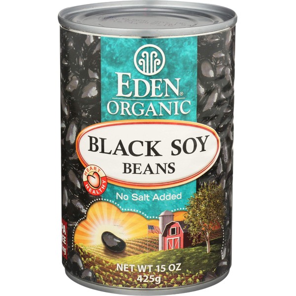 Eden Organic Black Soybeans, 15 oz Can, Complete Protein, No Salt, Non-GMO, Gluten Free, Vegan, Kosher, U.S. Grown, Heat and Serve, Macrobiotic, Soy Beans