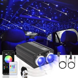 Twinkle Headliner Star Light Kit,1200Pcs*0.03in*9.8ft Ceiling Fiber Optic Lights with Meteor Shooting Star Effect Music Mode RGBW Sound Activated for Car Roof Home Ceiling