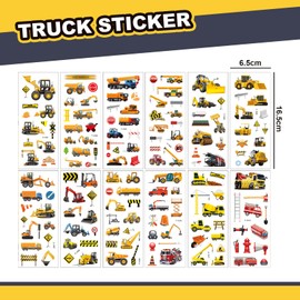 Pack of 12 Stickers for Children, Digger Stickers, Car Stickers, 3D Stickers, Girls and Boys, Puffy Children's Stickers, for Children Party Bags, Children's Birthday, Reward Stickers