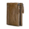 Contacts Mens Genuine Leather Bifold Wallet Double Zipper Pocket Wallet