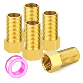 GASHER 5PCS 50mm Extension Brass Pipe Fitting, 1/2" Female to 1/2" Male Pipe Hex Bushing Adapter Converter Adapter