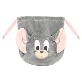 Tees Factory TJ-5530470TF Tom and Jerry Plush Drawstring Bag, TF H6.7 x W6.3 inches (170 x 160 mm)