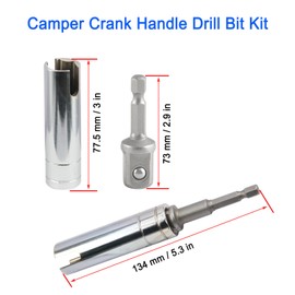 JTEYINH Camper Crank Handle Kit/Trailer Crank Handle Fits for Fits Coleman Fleetwood POP UP Replacement 3/8 Socket, Chrome, RCKIM00146