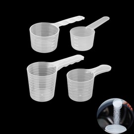 Yeenano Measuring Spoons, Set of 4 Transparent Measuring Spoons with Scale 20 g, 25 g, 35 g, 50 g, Scales, Plastic Measuring Spoon, Scoop Dosing Spoon for Baking, Cooking, Coffee, Washing Powder