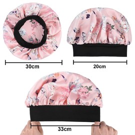AOGOE 3 Pcs Soft Satin Bonnet, Hair Bonnet for Sleeping, Wide Elastic Band Satin Bonnet, Silk Bonnet Shower Cap, Sleeping Hair Care Cap Bonnets, Night Sleeping Head Cover Sleeping Hat for Girls Women