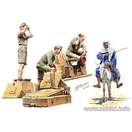 Master Box German Tank Men (3) and Donkey with Rider Afrika Korps Figure Model Building Kits (1:35 Scale)