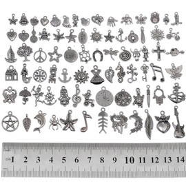 RUBYCA 160Pcs Assorted Mixed Silver Charms Pendants for Bracelets Jewelry Making Crafting Supplies, Tibetan Silver Color Charms, Just Like The Picture (Mix5)