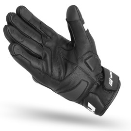 WARDLER Vortex Motorcycle Gloves for Men/Women, Cowhide Leather Touchscreen, Summer, Knuckle & Finger Protection, Motorbike Racing Riding Biker Gloves, Adjustable Wrist (Black-White, 2-XL)