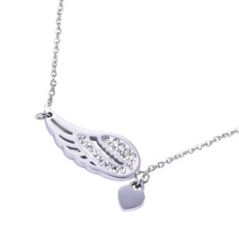 Morella Women's Stainless Steel Silver Necklace with Pendant in Velvet Bag, Stainless Steel