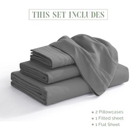 Elegant Comfort Luxurious 1500 Premium Hotel Quality Microfiber 4-Piece Sheet Set, 18-24 Inches Deep - Extra Deep Pocket Sheets - Ultra Soft 4PC Deep Pocket Sheets, King, Gray