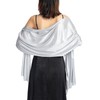 MOSSTYUS Women's Scarf Shawls and Wraps for Evening Dress Chiffon Silky Wedding Party Bridal Scarves Shoulder Cover Ups,Silver