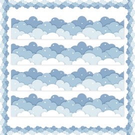 49.6ft Blue Sky Clouds Bulletin Board Border, Cloud Shape Classroom Borders Trim for Bulletin Board，Bulletin Board Decorations for Back to School Classroom Office Door Wall Decor (Blue Cloud)