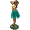 Hawaiian Leilani Dashboard Hula Doll 7" Green Skirt Flower Pose Hand Made