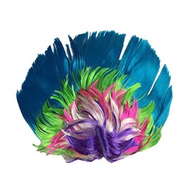 Rooster Wig Punk Rocker Unisex Mohican Mohawk Wigs (Rainbow Blue 1)