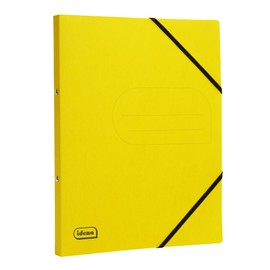 Idena 11108 Eco Ring Binder Made of Cardboard in DIN A4, Folder in Yellow with 20 mm Spine Width and 2-Ring Mechanism, Elastic Band Over Corner