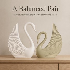 2PC Swan Statues, Heart‑Shaped Couple Sculpture for Home Tabletop Decor