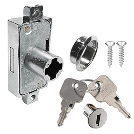cyclingcolors Turning Bar Lock Furniture Lock Key Cabinet Lock Screw-On Lock Door Left Right Nickel-Plated