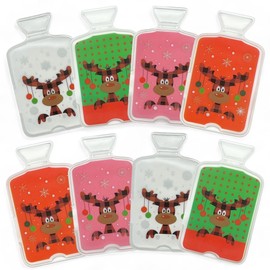 MIJOMA Set of 8 Hand Warmers for Bending, Reusable Pocket Warmers for Children and Adults, Heat Bending Cushion with Trendy Motifs, for Cold Days on the Go (Reindeer, 11.5 x 6.8 cm)