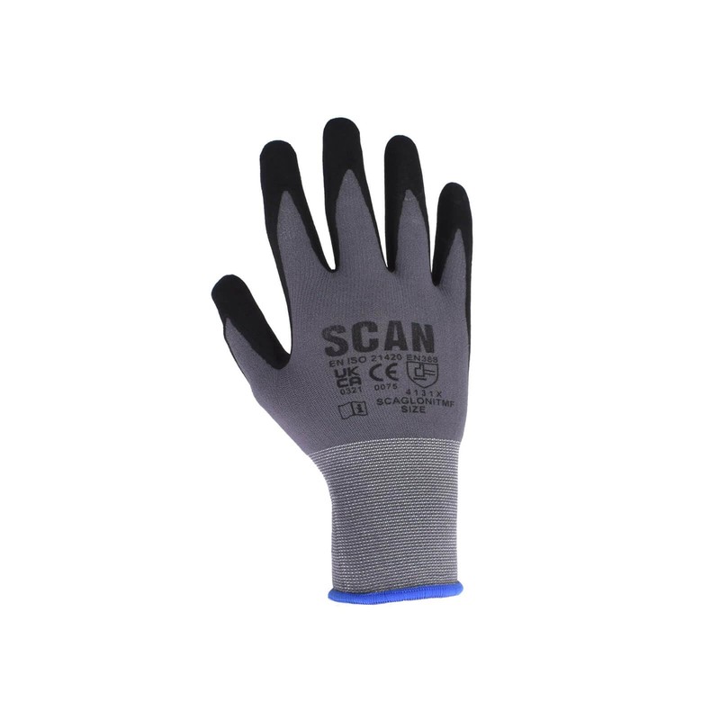 Scan SCAGLONITMFM Breathable Nitrile Micro-Foam Gloves - Size 8