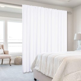 NICETOWN 50% Light Blocking Vertical Blinds for Sling Door, Window Curtains, Privacy Curtains for Patio, Extra Wide Drapes, Patio Sliding Glass Door Curtain (White, W100 inches x L84 inches, 1 Panel)