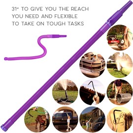 Bernini FlexEnd Garden Wand, Flexible Hose Sprayer with Fireman Nozzle for Versatile Watering and Cleaning - 31" Reach, Purple