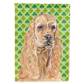 Caroline's Treasures SC9570CHF Buff Cocker Spaniel Lucky Shamrock St. Patrick's Day House Flag Large Porch Sleeve Pole Decorative Outside Yard Banner Artwork Wall Hanging, Polyester, House Size, Multi