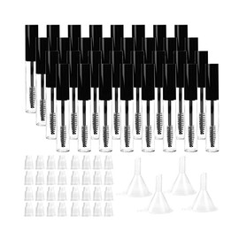 Hedume 32 Pack 10ml Empty Mascara Tube with Eyelash Wand, Eyelash Cream Container Bottle with Rubber Inserts and Funnels for Castor Oil, DIY Cosmetics