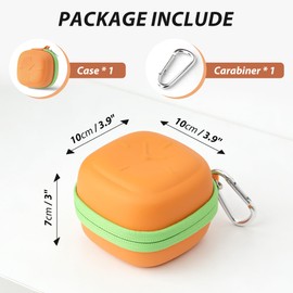 Linpr Watch Travel Case for Smartwatches, Cute Hard Carrying Case Compatible with Phyulls, Cosjoype, BIGGERFIVE Smart Watch, Portable Single Watch Box with Carabiner & Mesh Pocket (Orange)