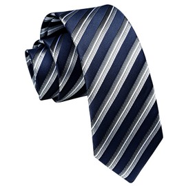 Enlision Slim Men's Tie Classic 6 cm Ties for Formal Wedding Business, Navy & Silver