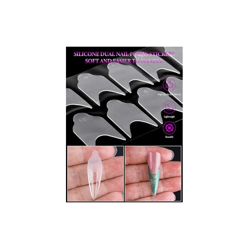 EBANKU Moldes para uñas francesas, 144 pegatinas de silicona para