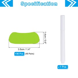 PATIKIL 48 Pairs Sports Eye Black Stickers, Under Eye Black Strips Football Face Stickers Breathable Eyeblack Sticker with 1 Pcs White Pencil for Baseball Fans on Game Day, Light Green