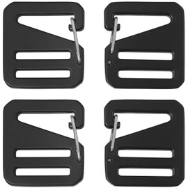 LUORNG 4PCS Spring loaded Sliding Door Adjustable Strap G Shaped Buckle Aluminum Alloy Hook Bag Hardware Accessories Flat Inner Diameter 20mm/0.79in for Luggage Belts Tactical Belts Black