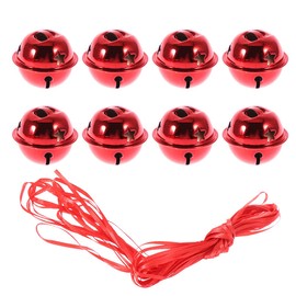 Ciieeo 20pcs Christmas Star Iron Bell Mini Colorful Hollow Bells Metal Glitter Jingle Bell with Ribbon for Christmas Tree Wreath Home Decoration (Red 9cm)