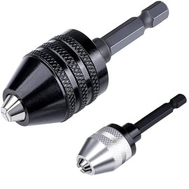 Fongmore 2 Pack Keyless Quick Change Drill Chuck Converter Impact Driver 1/4 Inch Hex Shank Drill Adapter Conversion Tool 0.3-6.5 mm