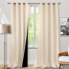 BGment Blackout Curtains 95 Inches Long 2 Panels Set for Living Room, Thermal Insulated 100% Light Blocking Curtains & Drapes, Grommet Soundproof Curtains for Bedroom Window, Each 52 Wide, Champagne