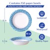 MUCHII 10 Oz Paper Bowls 150 Count Small Bowls, Blue