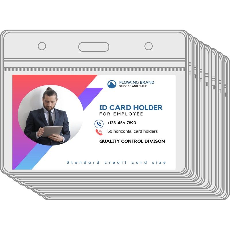 50pcs Flowing ID Card Holders – 50 Badge Holder Pack