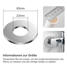 Set of 4 Rosettes Cover for Pipes, 23 mm Rosettes Cover Water Clock Cover Rosette Stainless Steel Cover Split Pipe Collars for Taps, Pipes, Radiator Pipes