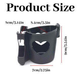 Cup Holder for Pram with Phone Holder, 360 Degrees Rotation Bike Cup Holder for Walker, Wheelchair, Scooter (Black)