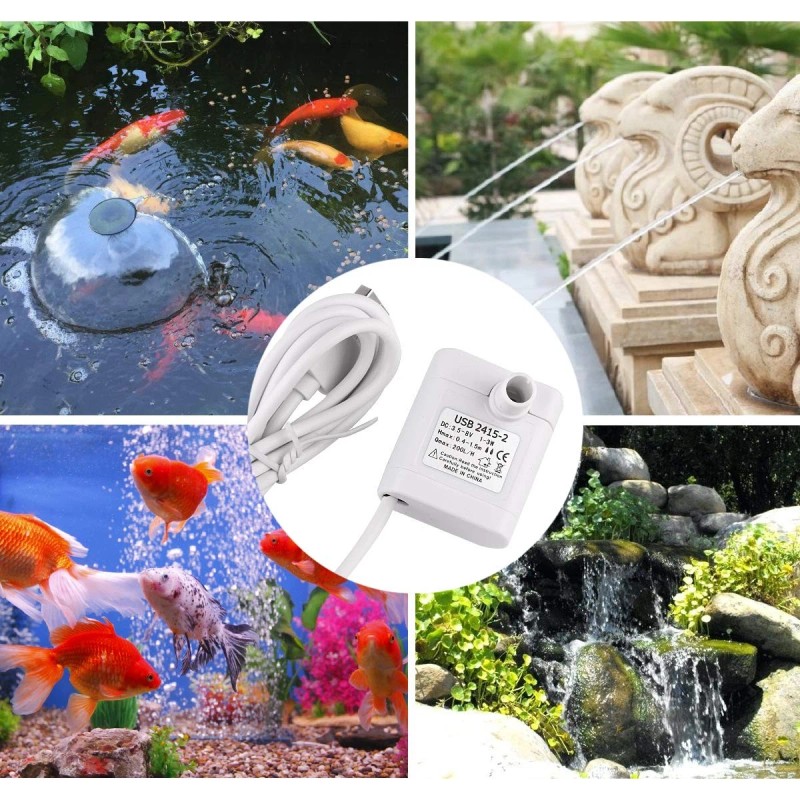 Driew 3W DC 3.5-8V USB Water Pump with Power Cord,