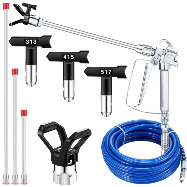 9 Pcs Airless Sprayer Gun Hose Kit 50ft 3600psi High