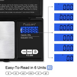 Fuzion Digital Pocket Scale, 200g/0.01g Gram Scale, Mini Scale Grams, Small Digital Scale, Small Food Scale, Jewelry Scale, Precision Scale with Tare, LCD | Fuzion