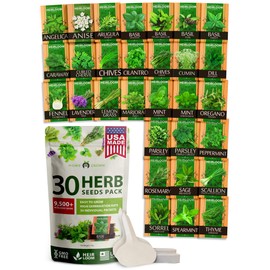 HOME GROWN 30 Herb Seeds Pack | 9,500 Non-GMO, Heirloom Seeds | Indoor & Outdoor Planting | Culinary Herb Seeds Variety Pack | Perfect for Hydroponic Gardens | Parsley, Rosemary, Thyme & More