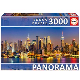 Educa - New York Skyline | 3000 Piece Puzzle for Adults in Panoramic Format. Measurements: 47,24" x 33,46". Includes Lost Part Service While Supplies Last. from 14 Years Old (19948)